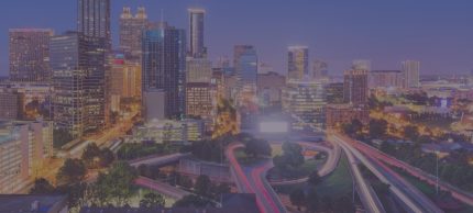 Atlanta, Georgia busy city skyline downtown at night