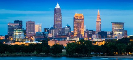 Cleveland, Ohio downtown city skyline at night
