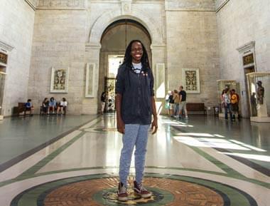 tash moore in a museum